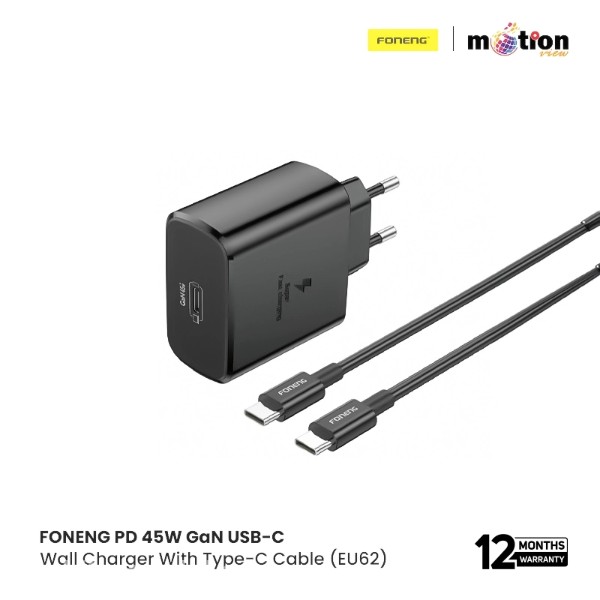 FONENG EU62 PD 45W GaN USB-C Wall Charger with Type-C Cable Price in Bangladesh